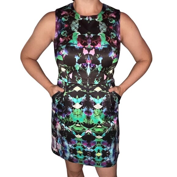 Milly Electric Hologram Multicolor Mini Dress - Size 8 - Picture 4 of 9